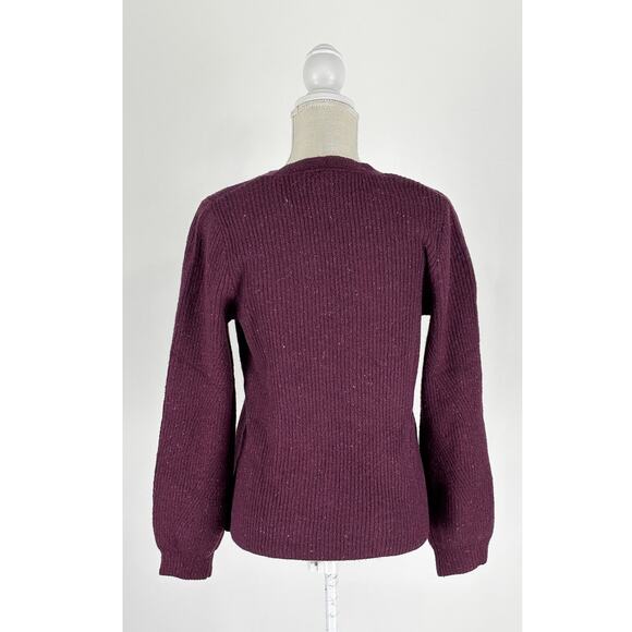 J Jill Tweed V Neck Knit Sweater Pullover Womens Size Small Cabernet Purple New - Picture 4 of 12